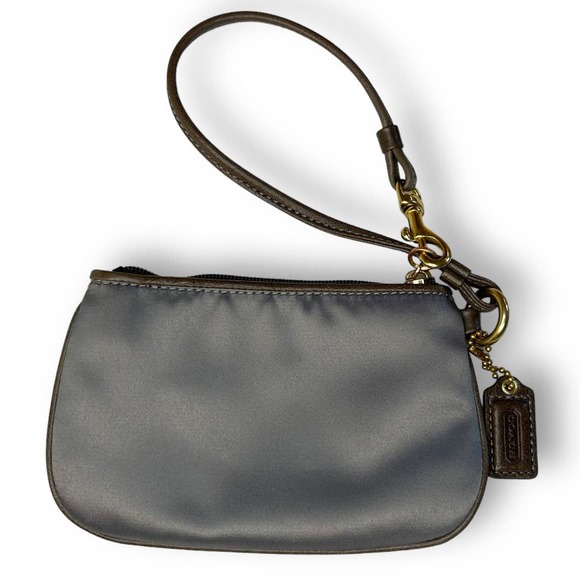 COACH Satin Wristlet Wallet Grey Silver Gold Brown Coin Purse NWOT - Picture 4 of 8